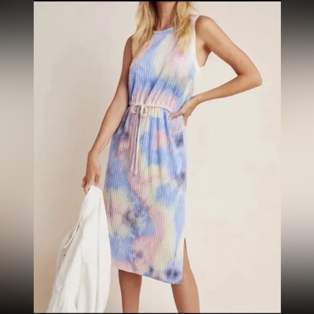 NWT Anthropologie Pastel Rainbow Tie Dye Dress